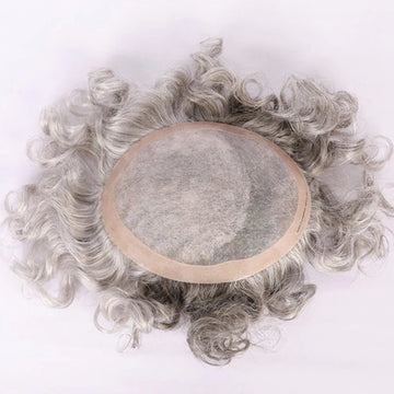 Gray Hair Durable Customized Mono Base Hair Replacement