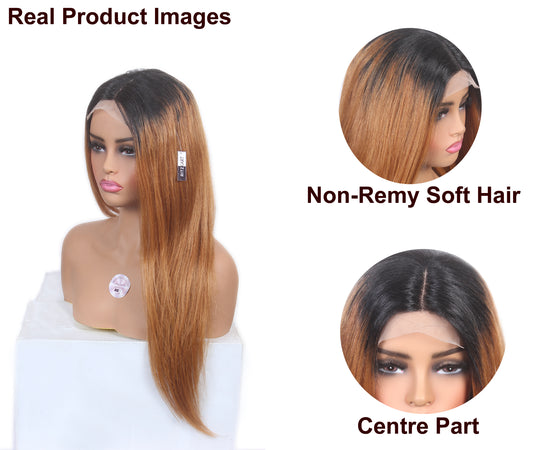 Front lace wig Elegant 4x4 Lace Closure Wig – Natural Color Human Hair (Non-Remy) 24-26 Inch Length Center Part Style – Premium Front Lace Wig for Effortless Indian Ethnic & Modern Looks