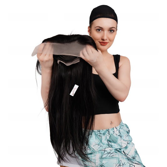 Hair Wig Lace Front 13x4 Natural Black Straight Double Drawn Human Hair Wig Pre-Plucked Hairline High-Density Silky Texture Transparent Breathable Lace Ideal for Effortless Elegance (DSP)