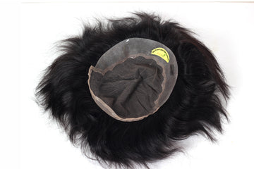 Q6 Hair Patch Front hair Line Clear PU base back lace French Black Men Straight hair wig