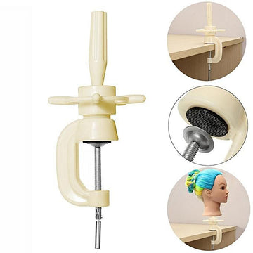 Ritzkart Mannequin Head Holder Stand Dummy Wig Clamp Table Canvas Cosmetology for practice. (White)