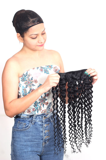 Ritzkart Kinky Curly Black color 100gm Human hair extension Natural curly Latest women Fashionable Clip on Hair extension