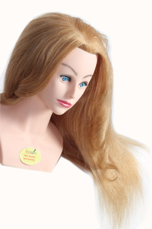 Ritzkart 28"long heavy & soft Hair 100% Human Hair Real Blonde Hair + high temperature Training Shoulder Head  High Grade Hairdressing  Head Dummy.