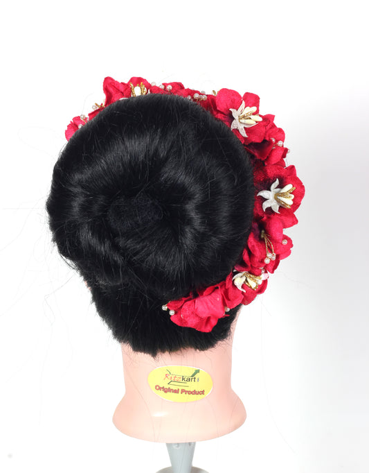 Ritzkart Flower Hair Bun Beautiful Hair Gajra Accessories for Women, Artificial Flower Gajra Hair Bun for Occasion/Festival 20 Gram (Pack of 1)