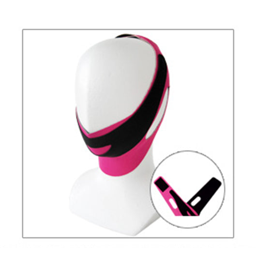 Face Massager Belt Adjustable Double Chin Reducer | Elastic Material | Pink & Black | Free Size with Velcro Fit for All Face Shapes ( Pack Of 1 )