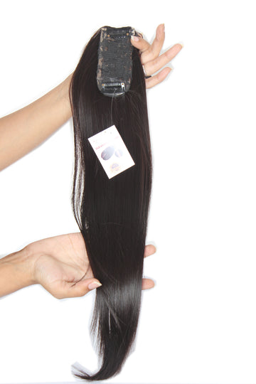 Ritzkart 22 inch long 2x4 Size Straight & Natural dark Brown Color Women Hair Topper/Patch For Front Baldness Cover Area, Feel Synthetic High Fiber