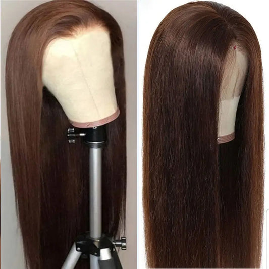 Hair Wig Real Indian Remy Human Hair Glue less Natural Brown Color, Free Part Full Head Wig13x4 Front Lace Wig – 30 to 32 Inch Long Straight Human Hair – Design with Adjustable Cap Hair Wig for a Sleek and Stylish Look brand by Ritzkart