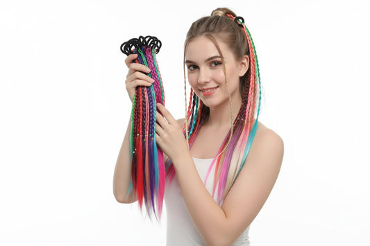Ritzkart Women, Girls & Kids 10-12 inch 4 Different Color Braided Hair Extensions For Ponytail (Pack of 4)