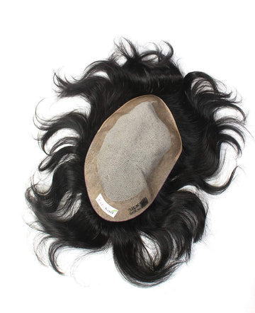 USA Silk Soft Base Human Hair Straight Men Toupee/hair Patch (Black)