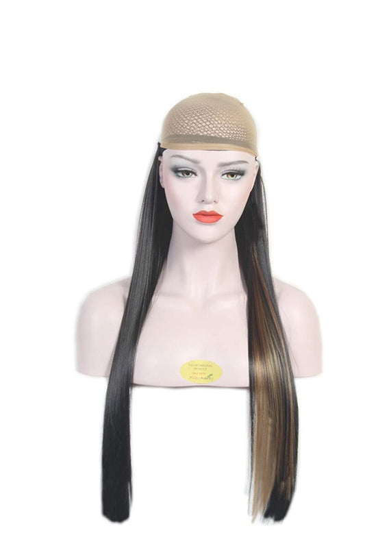 Ritzkart 2 PC 20 inch long High Fiber Straight Hair Extensions Streaks Colored Party Highlights Hair Clip on Streaks..