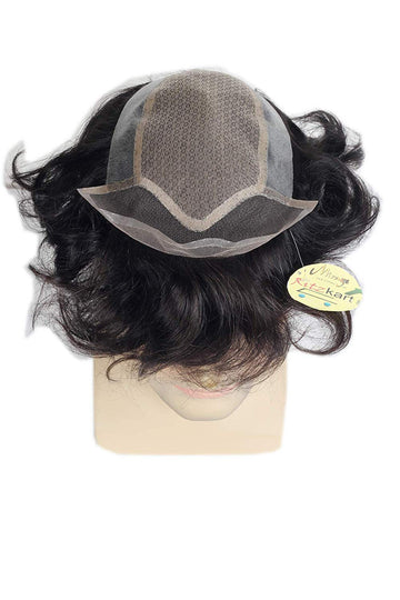 Ritzkart Natural Black (Dark Brown) Human Hair DIAMOND Mirage Patch Triple Layer Skin Base Net Natural Hair Line Non Surgical Men Hair Replacement System For Long life