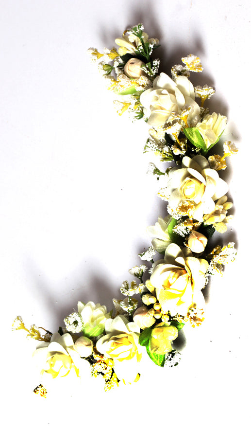 Beautiful 1 PC Real Feel Flower bun Accessories for Women, Artificial gajra Hair Bun Accessories for Occasion/Festival, White peals