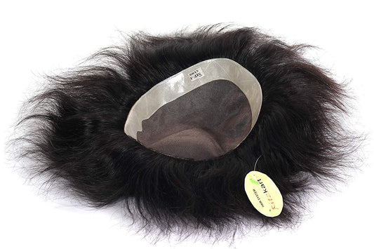 USA Regular Base Monofilament HAIR TOUPEE,HAIR WIG FOR MEN,100% HUMAN HAIR BLACK Men Patch/Hair Wig