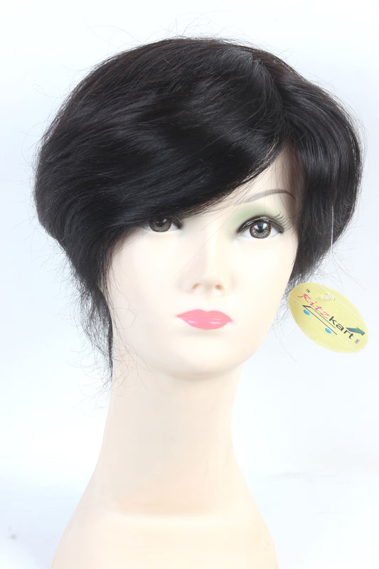 PU Ultra thin Human Hair Natural Black Straight Soft Hair toupee / Patches For Men