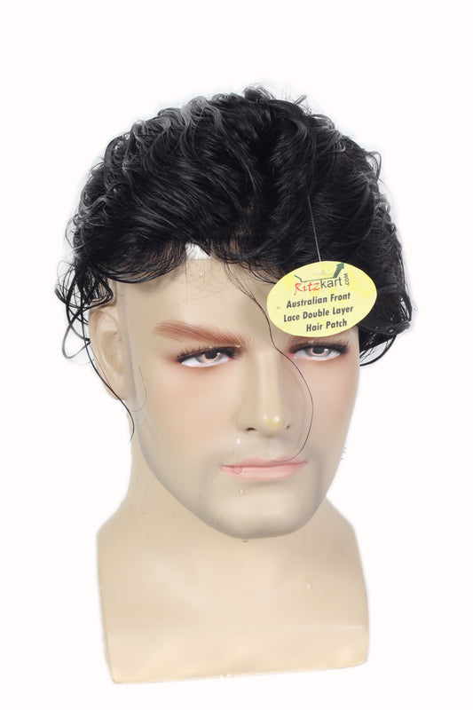 100% Human hair Men patch Front Line Australian base 0.03 ultra Thin Natural Skin PU Front hairline,With Double Layer Swiss Lace Hair Men Wig Hair Replacement System For Any Style & Long life