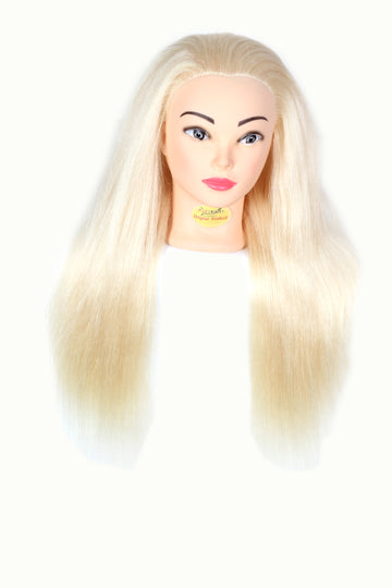 Ritzkart 28-30 inch long Hair Real Goat White Hair Mannequin hair dummy For Competition, Training, practice, curling and more styling