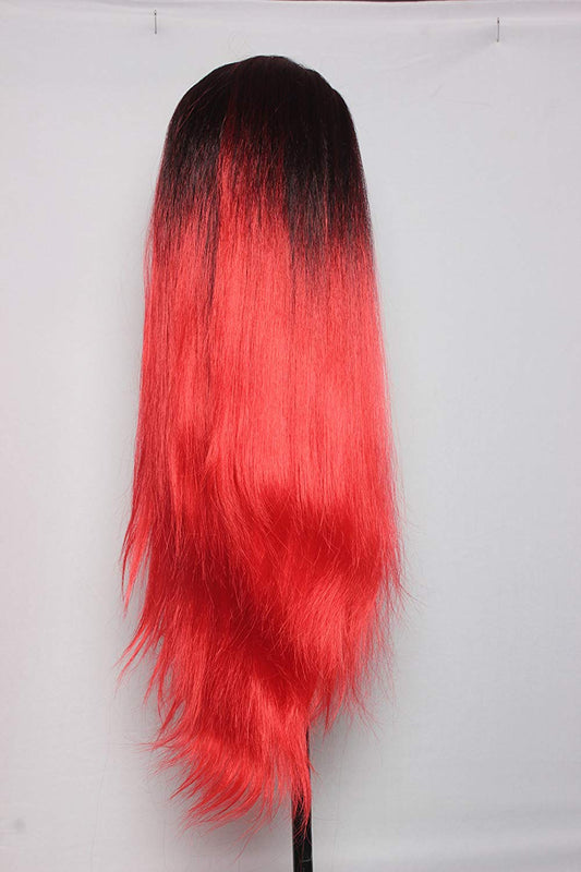 27 Inch Black and Red Mix soft & Long Straight Hair Synthetic Hair dummy for Practice / Cutting / styling For Trainers..