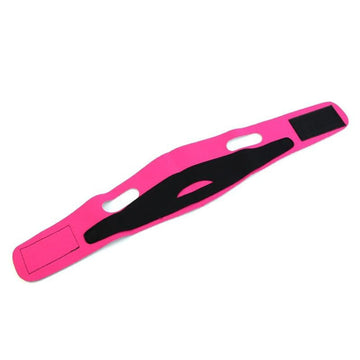 Face Massager Belt Adjustable Double Chin Reducer | Elastic Material | Pink & Black | Free Size with Velcro Fit for All Face Shapes ( Pack Of 1 )