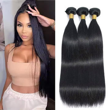 Bundle Straight Human Hair Natural Black Unprocessed Virgin Hair Weft for Seamless Weaving – Silky Hair Extensions for Women – Tangle-Free, Shedding-Free for a Natural Look (DSP)