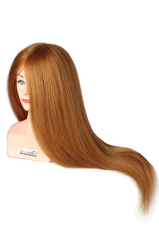 Ritzkart 33 inch 85% Human Hair Mix Long Golden Hair Shoulder Dummy For Hair Styling Practice Special For Dye/Tong/Braiding