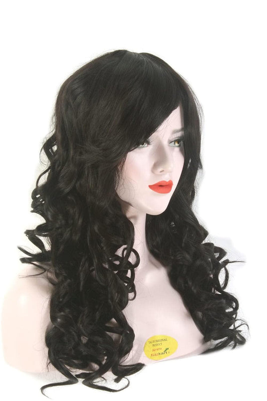 100% Feel Real Hair Curly Full Wig Long 29 Inch Natural Black 1485