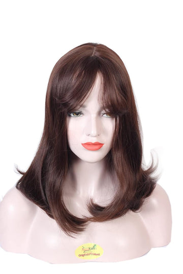 20 Inch Light Brown Natural Color Feel Real Hairline Center Part With Double Skin Base Women Hair Wig .
