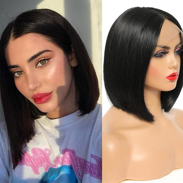 Front Lace Wig – Black Synthetic Fiber, Natural Look & Feel, Glueless with Adjustable Cap, Washable & Long-Lasting