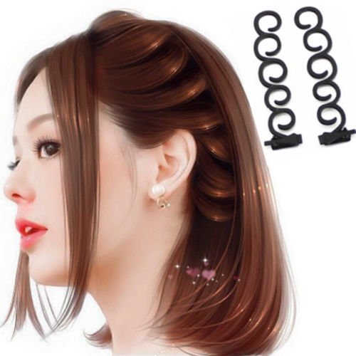 2 PC Women Fashion Accessories Hair Styling Clip Stick Bun Maker Braid Hair tool ( Black)