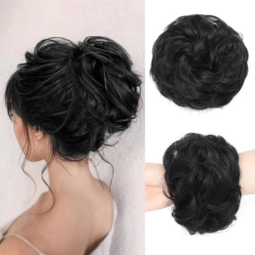 Ritzkart Messy Bun Hair Piece Wavy Curly Elastic Rubber Band Hair Bun Extensions for Women
