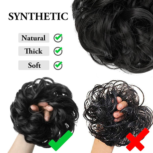 Ritzkart Messy Bun Hair Piece Wavy Curly Elastic Rubber Band Hair Bun Extensions for Women