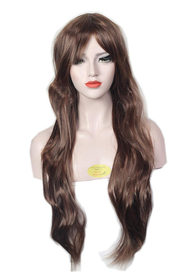 Ritzkart Soft & Silky Natural Hair Wig 32 Inch Long & Wavy Golden Brown Hair Synthetic Women Wig 0791, Black,