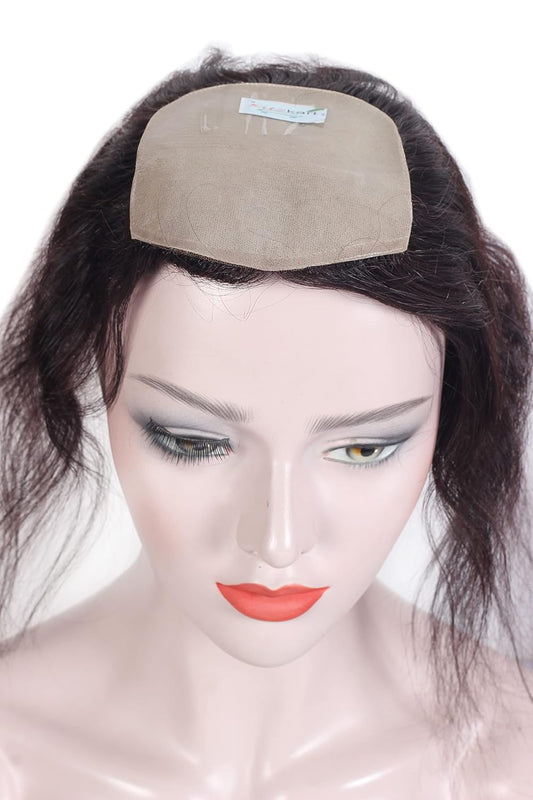 16 inch 4x4 Pu Skin Base Natural Black Double Skin Base Straight Remi Human Hair Topper Wigs For Women.