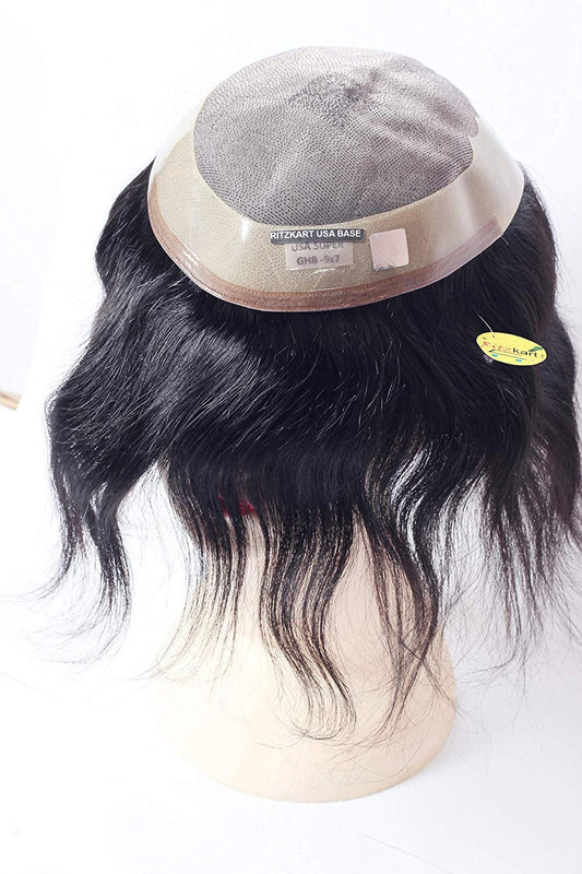 USA Mono filament Hair Patch,Toupee Men Hair Wig 100% Remy Human Virgin Hair 11 A Grade Hair Quality Long Life Product(Black) AA