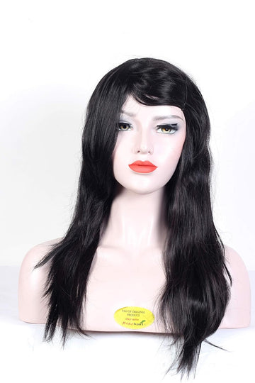 Women Fancy wig 24" Natural Black & Maroon Highlight with Light Wavy synthetic women hair wig Heat Resistant Charming washable hair wig