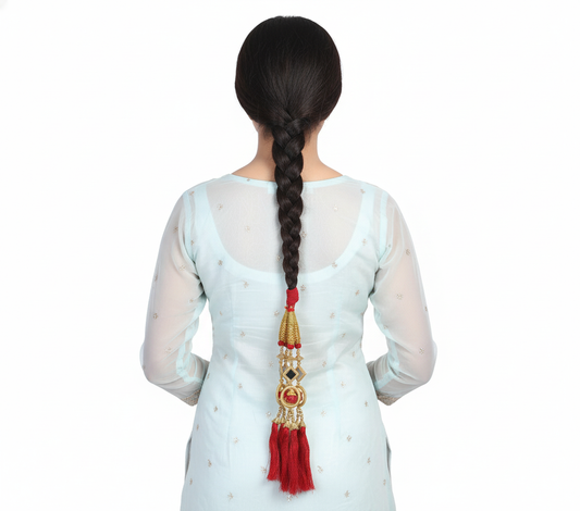 Hair Parranda 30-Inch Long, Black Traditional Mirror Zari Braid/Choti Elegant Punjabi Choti for Women Perfect for Cultural, Festive & Bridal Hairstyles