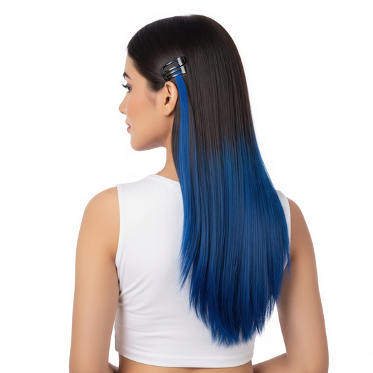 Hair Streaks Clip on Human Hair Color Streaks for Women 18-22 Inch Straight Highlight Hair Extensions Easy to Attach & Remove Temporary Hair Dye Alternative Stylish Hair Streaks for Party, Daily Use & Makeover