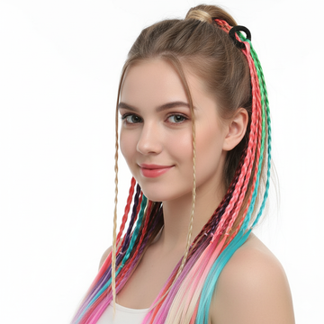 Ritzkart Women, Girls & Kids 10-12 inch 4 Different Color Braided Hair Extensions For Ponytail (Pack of 4)