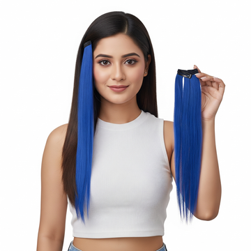 Hair Streaks Clip on Human Hair Color Streaks for Women 18-22 Inch Straight Highlight Hair Extensions Easy to Attach & Remove Temporary Hair Dye Alternative Stylish Hair Streaks for Party, Daily Use & Makeover