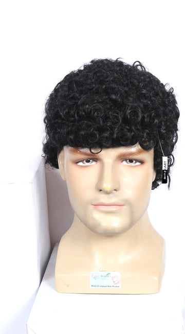 Ritzkart Synthetic Hair Curly Wig with Adjustable Cap - Free Size, Unisex Design for Men & Women, Includes 2 Hooks for Comfortable Fit