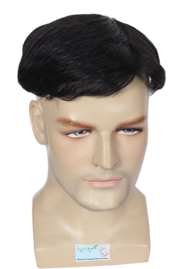 Ritzkart Men Short Toppers Hairpiece Real Human Hair Clip in Crown Hair Pieces for Covering White Loss Hair Toupee 6x6 Inch Hand Made Natural Style (Black)