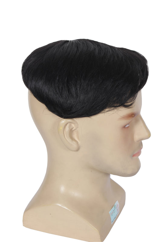 Ritzkart Men Short Toppers Hairpiece Real Human Hair Clip in Crown Hair Pieces for Covering White Loss Hair Toupee 6x6 Inch Hand Made Natural Style (Black)