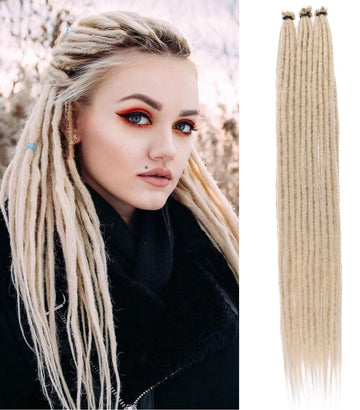 Dreadlock Extensions 24 Inch 10 Strands Pre-Looped Synthetic Locs Natural Color Lightweight & Tangle-Free Easy Install Single-Ended Straight Dreads for Women