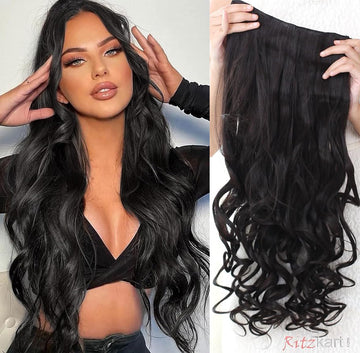 Ritzkart 25 Inc Black Synthetic Hair Clip On Soft Hair Extension For Women