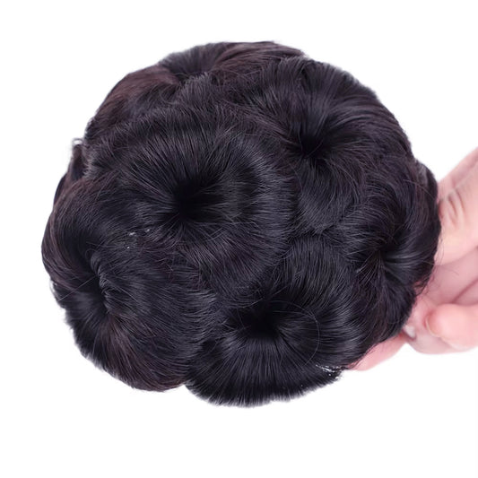 Hair Bun Free Size Natural Color Soft & Durable Claw Clip Synthetic Hair Flower Shape Bun Hair Extension for Women, Girls & Bridal Hairstyles