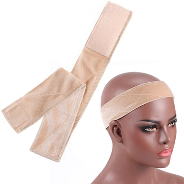 10-Inch Adjustable Velvet Material Lace Wig Grip Velcro Band for Non-Slip Security, Ensuring Your Lace Front Wigs Stay Perfectly in Place All Day Long (Skin)