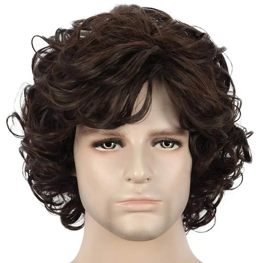 Men Soft Synthetic Fiber Hair with Natural-Looking Texture Wavy Brown Free Size Adjustable Cap with Inner Hook for Secure & Comfortable Fit – Lightweight, Easy-to-Wear Wig for Daily Use, Hair Loss Cover, or Costume Styling Full Head Men Wig By Ritzkart