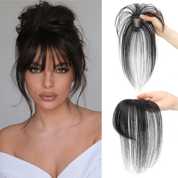 10-Inch Mono Base 2 Clip Women Frontal/Front Head Topper Human Hair for Grey Hair, Bald Areas & New Look - Perfect for Parties & Casual Use