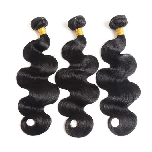 Bundle Body Wave Human Hair Natural Black Unprocessed Virgin Hair Weft for Seamless Weaving 3 Bundles – Silky Hair Extensions for Women – Tangle-Free, Shedding-Free for a Natural Look (DSP)