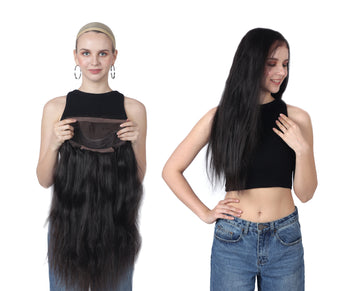 Hair Wig Lace Front Natural Black Straight Human Hair Wig 13x4 Lace Pre-Plucked Hairline High-Density Soft & Silky Texture, Breathable Transparent Lace, Heat-Resistant, Natural Wig (DSP)