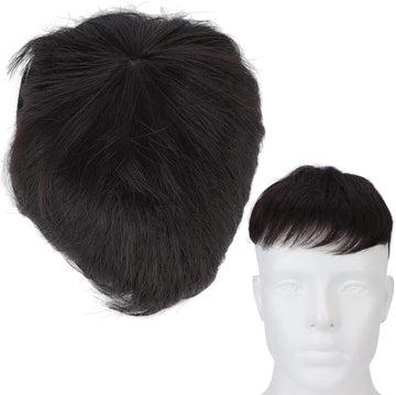 6x6 Inch Clip-On Topper for Men Natural Looking Synthetic Silk Base Hair Topper for Bald Areas Receding Hairline and Forehead Coverage – Realistic, Lightweight Hair Topper for Men